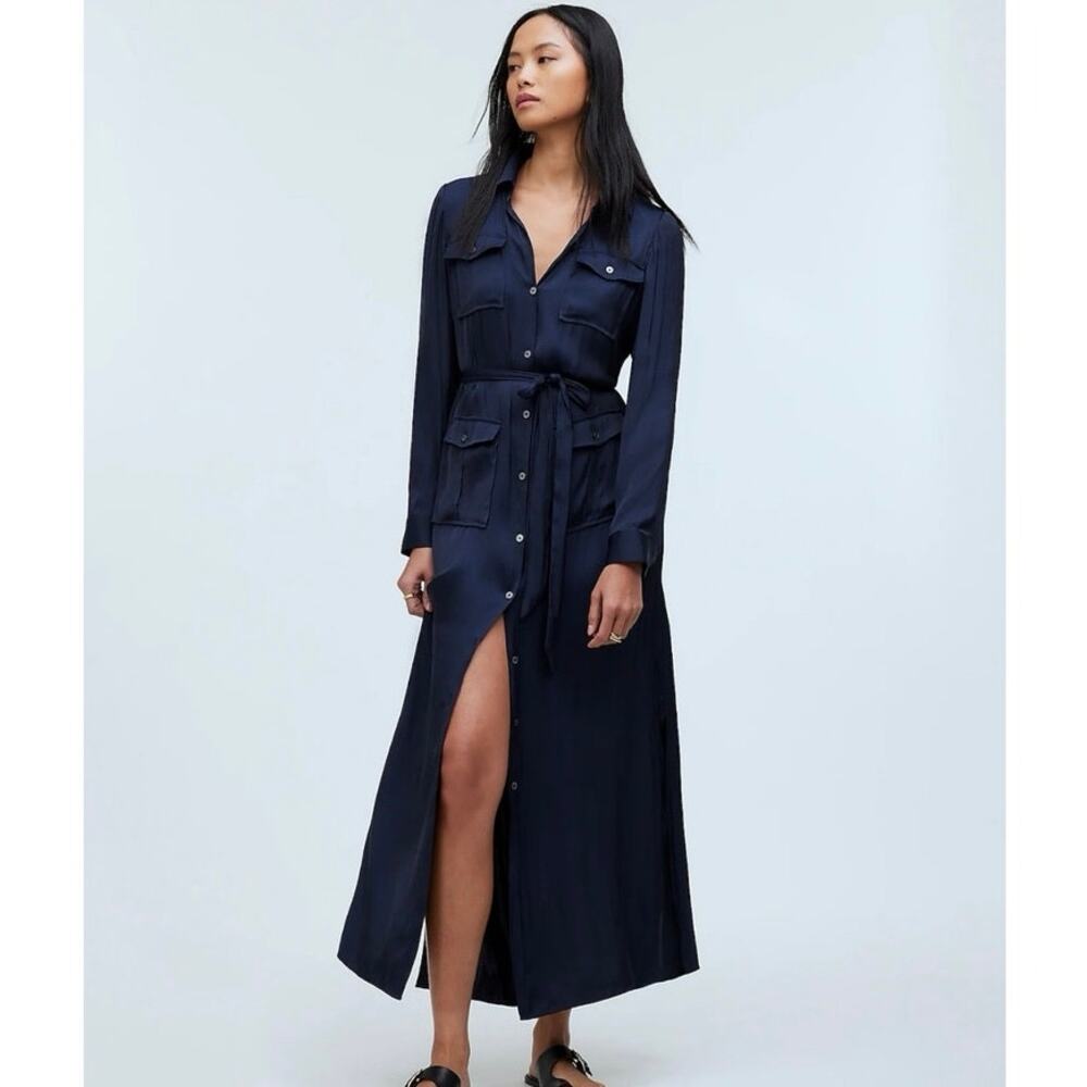 Nwt Madewell Button-Front Utility Shirtdress In S… - image 1